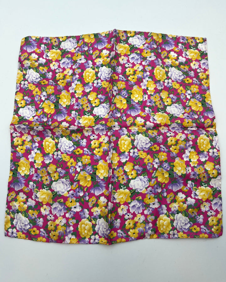 MENS Pink and Yellow Floral Pocket Square