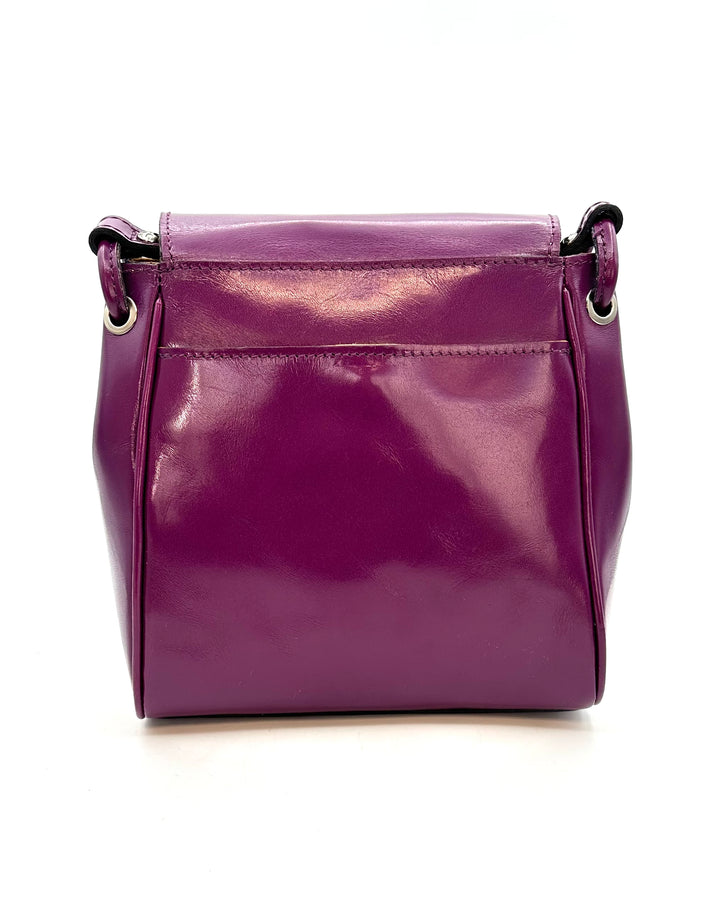 Purple Woven Leather Crossbody Handbag