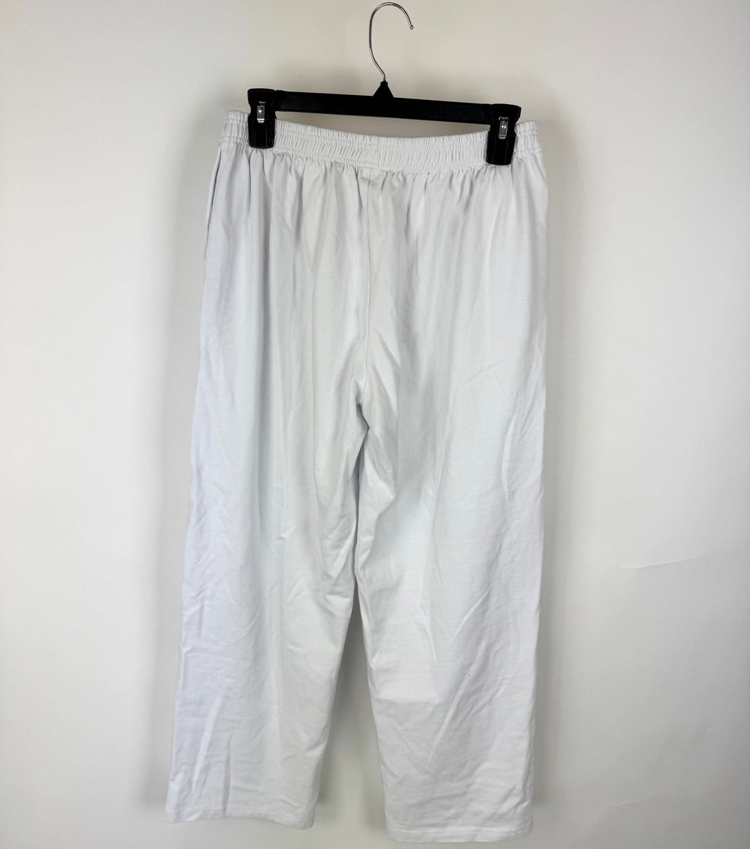 White Wide Leg Thin Sweatpants - Small