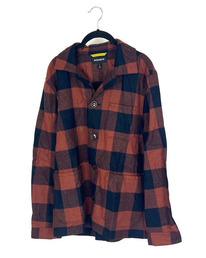 MENS Amber and Black Plaid Jacket - Medium