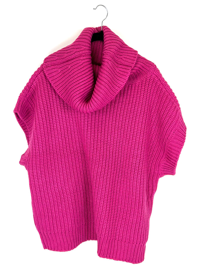 Hot Pink Sleeveless Turtleneck Sweater - Size 6/8