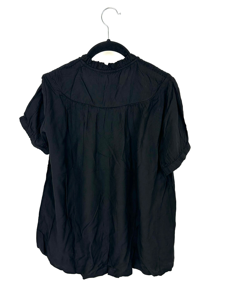 Black Smocked Blouse - Size 0/2