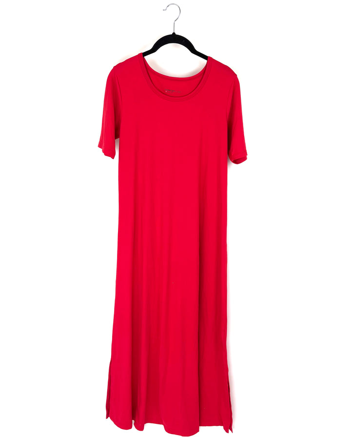 Red Short Sleeve Lounge Dress - Size 6/8