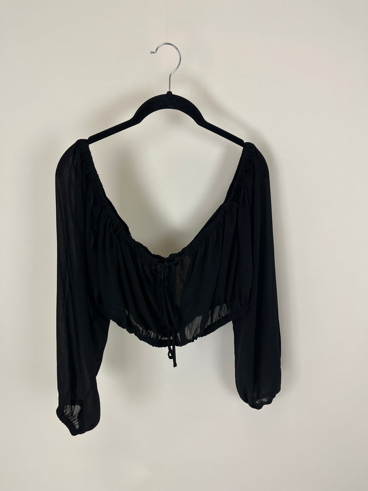 Michael Costello X Revolve Black Sheer Off-the-Shoulder Top - Size XL