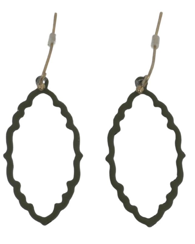 Olive Green Leaf Earrings