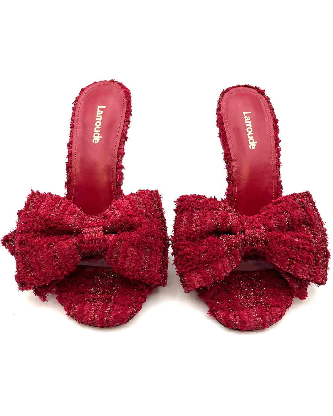 Red Tweed Bow Heels - Size 6.5