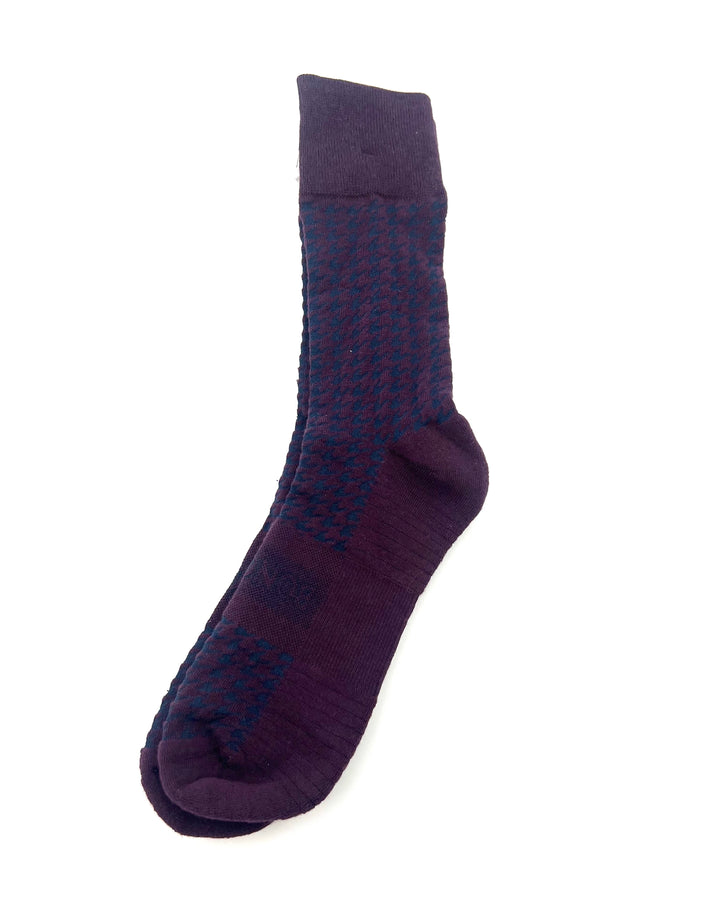 MENS Dark Purple and Blue Herringbone Crew Sock - One Size Fits Most