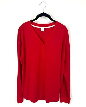 Red Long Sleeve Pajama Top - Medium