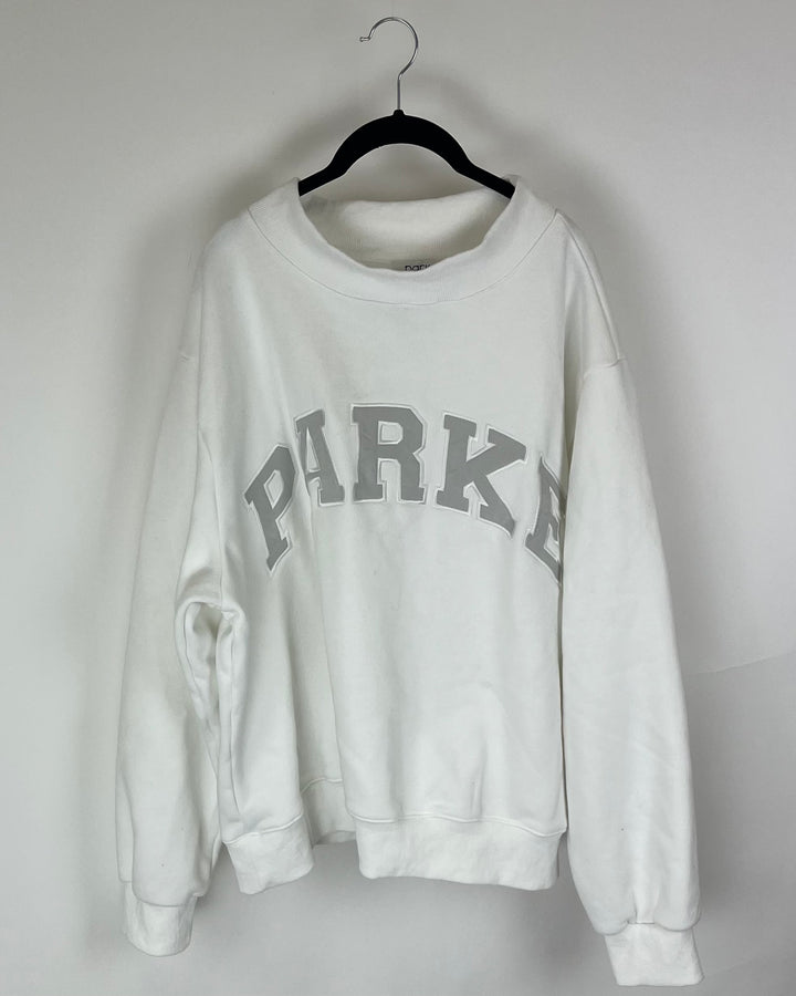 White and Gray Sweatshirt - Large / Extra Large - Slightly Damaged