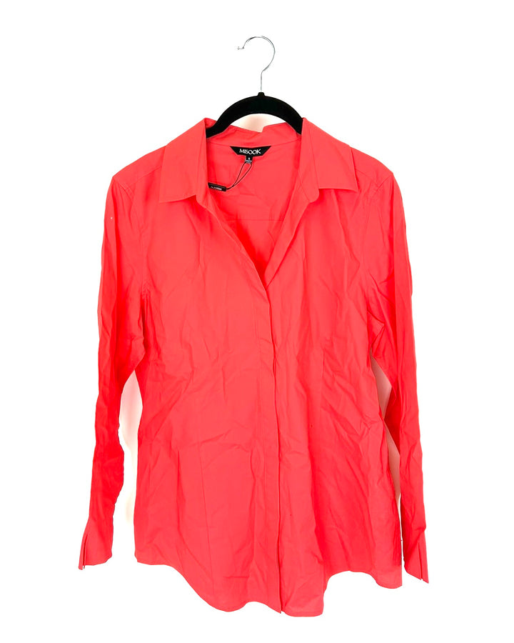 Coral Button Up Blouse - Size 6/8