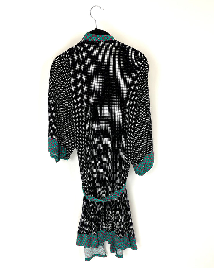 Polka Dot and Teal Trim Robe - Size 2/4