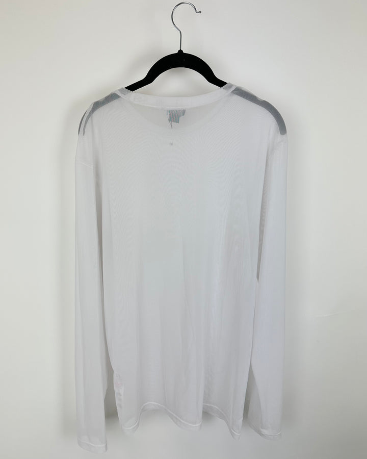 MENS Boohoo Mesh White Top - Extra Large