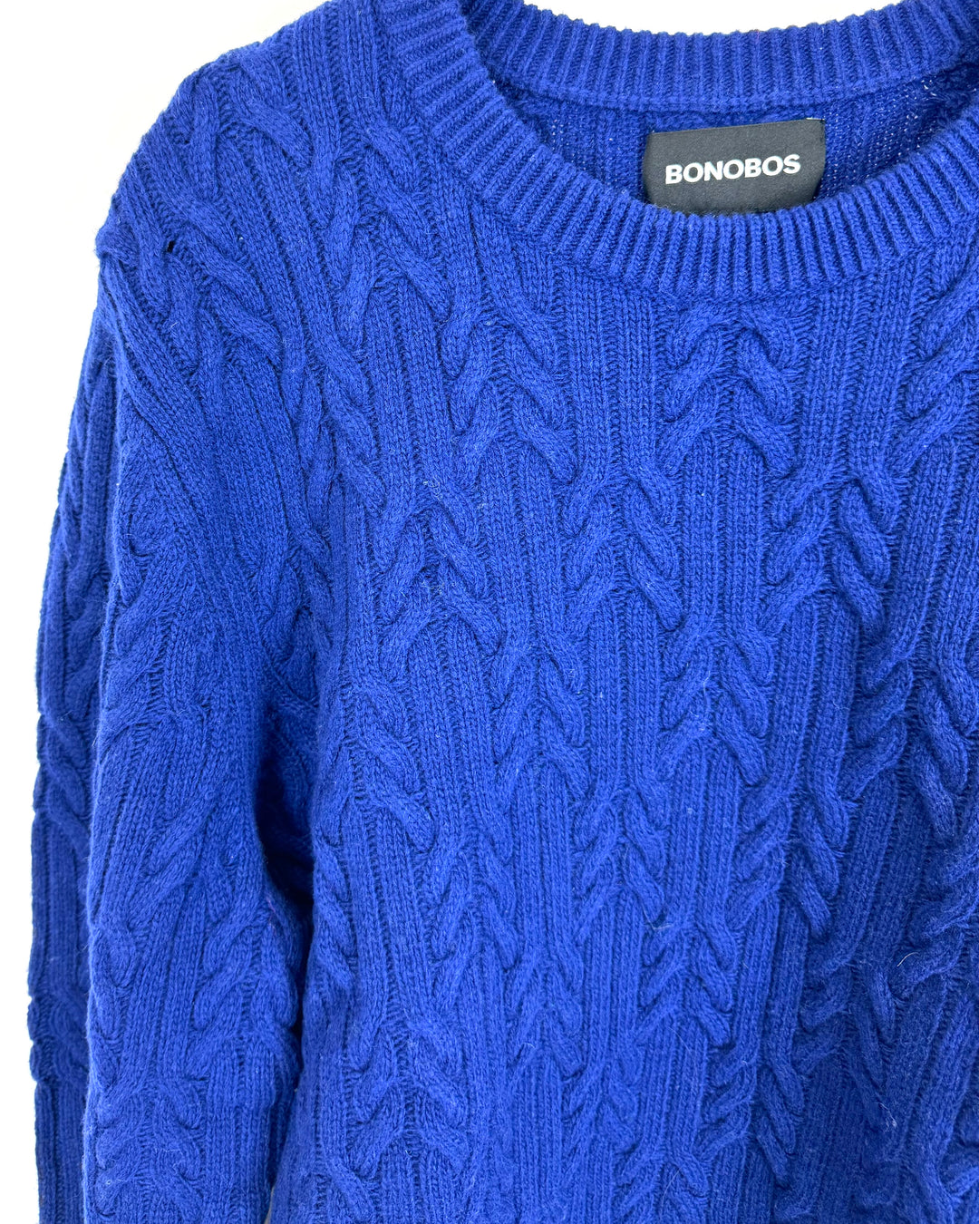 Royal Blue Cable Knit Sweater - Mens Medium/Womens Large