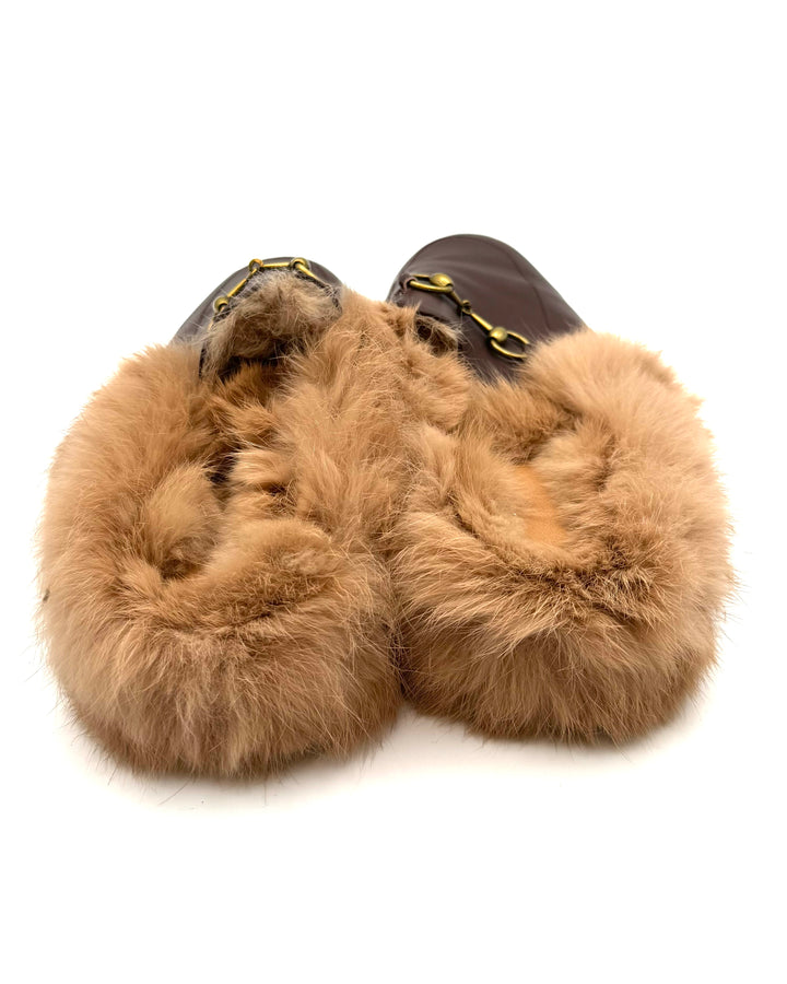 Brown Faux Fur Mule - Size 10