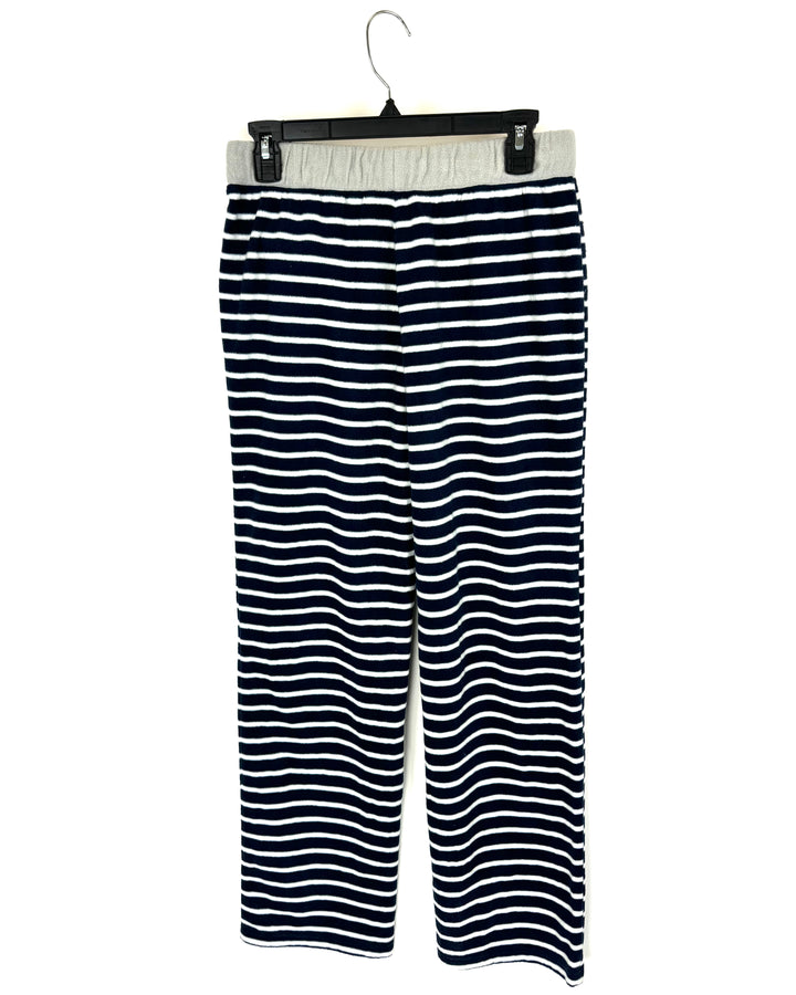 Blue And White Striped Fleece Lounge Pants - Size 4/6