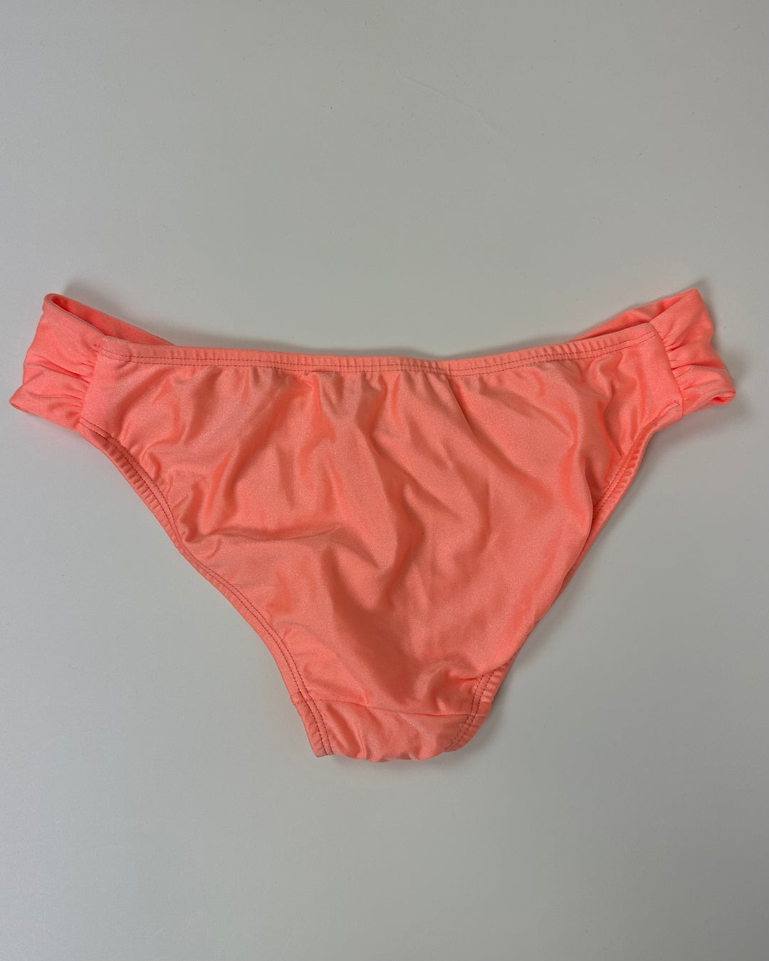 Neon Orange Swim Bottom With Ruched Sides - Small