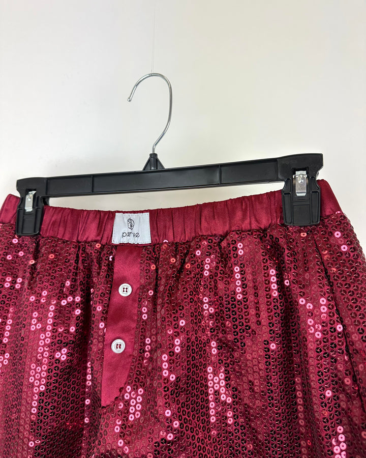 Red Sequin Boxer Shorts - Small