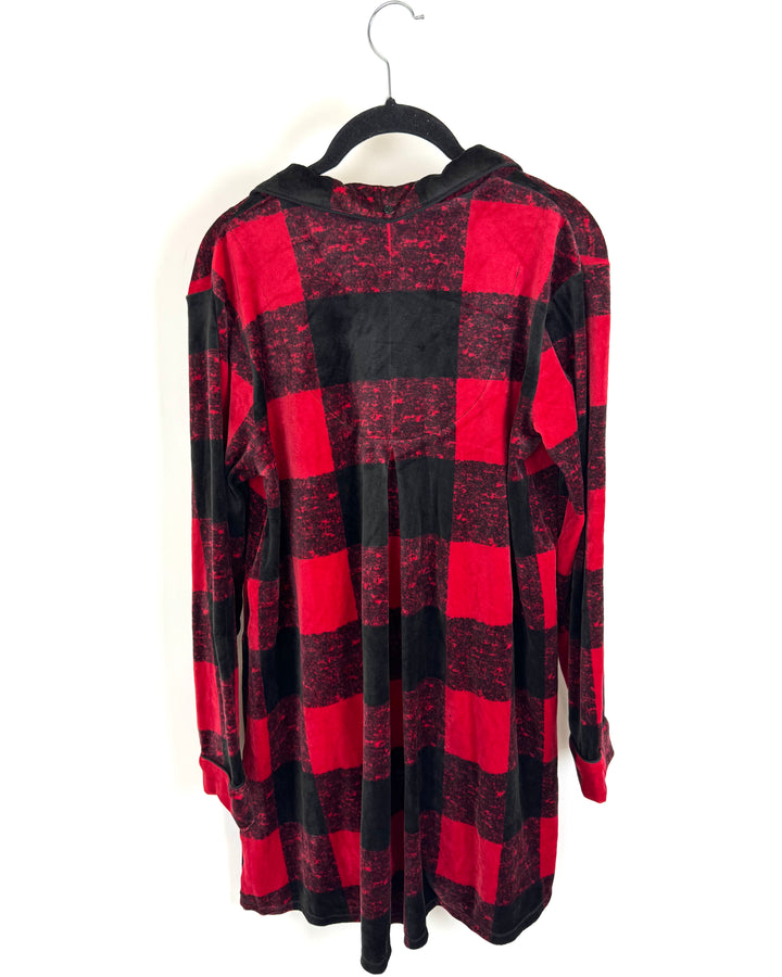 Red and Black Plaid Fleece Nightgown - Small