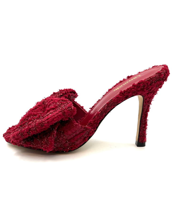 Red Tweed Bow Heels - Size 6.5