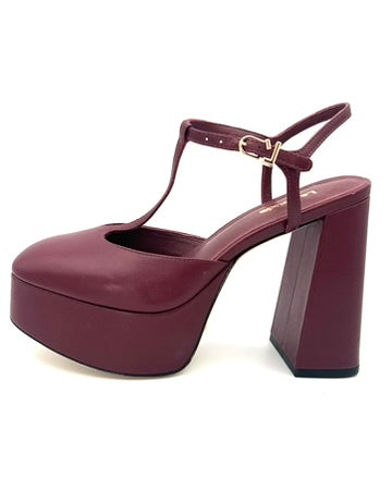 Merlot Leather Platform Heel - Size 7