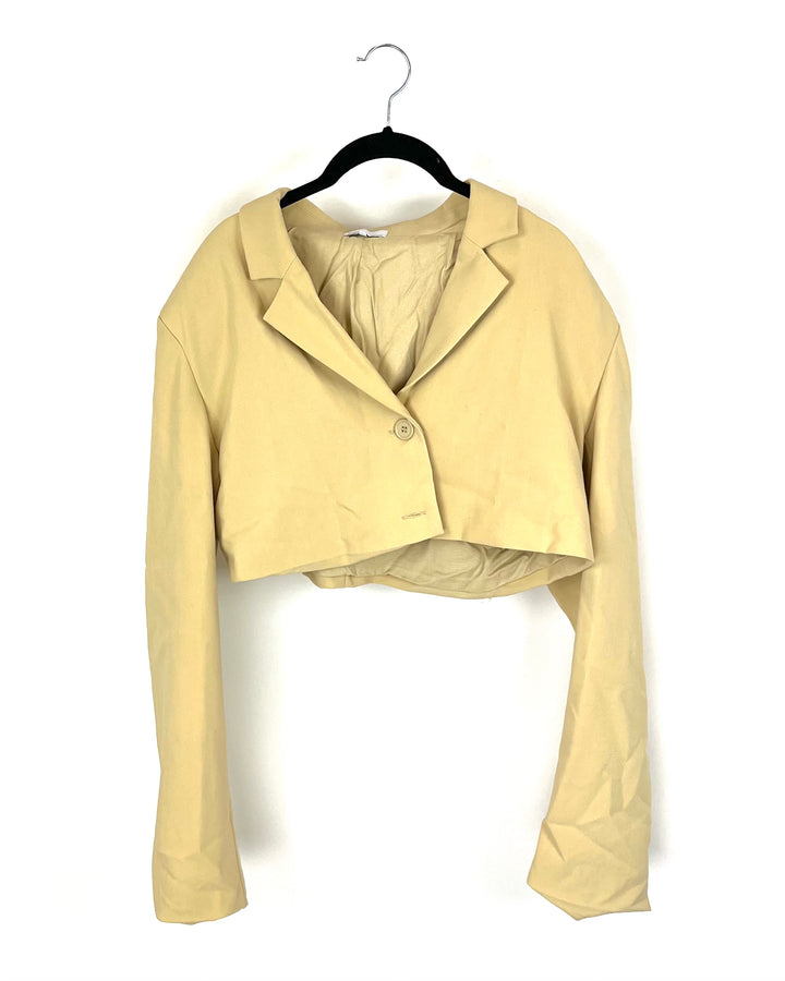 WEWOREWHAT Tan Cropped Blazer - Medium