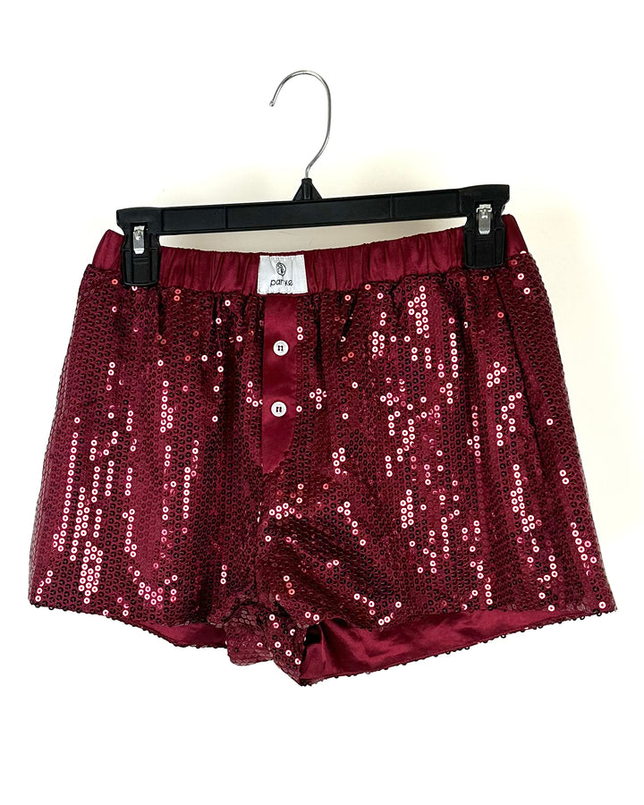 Red Sequin Boxer Shorts - Small