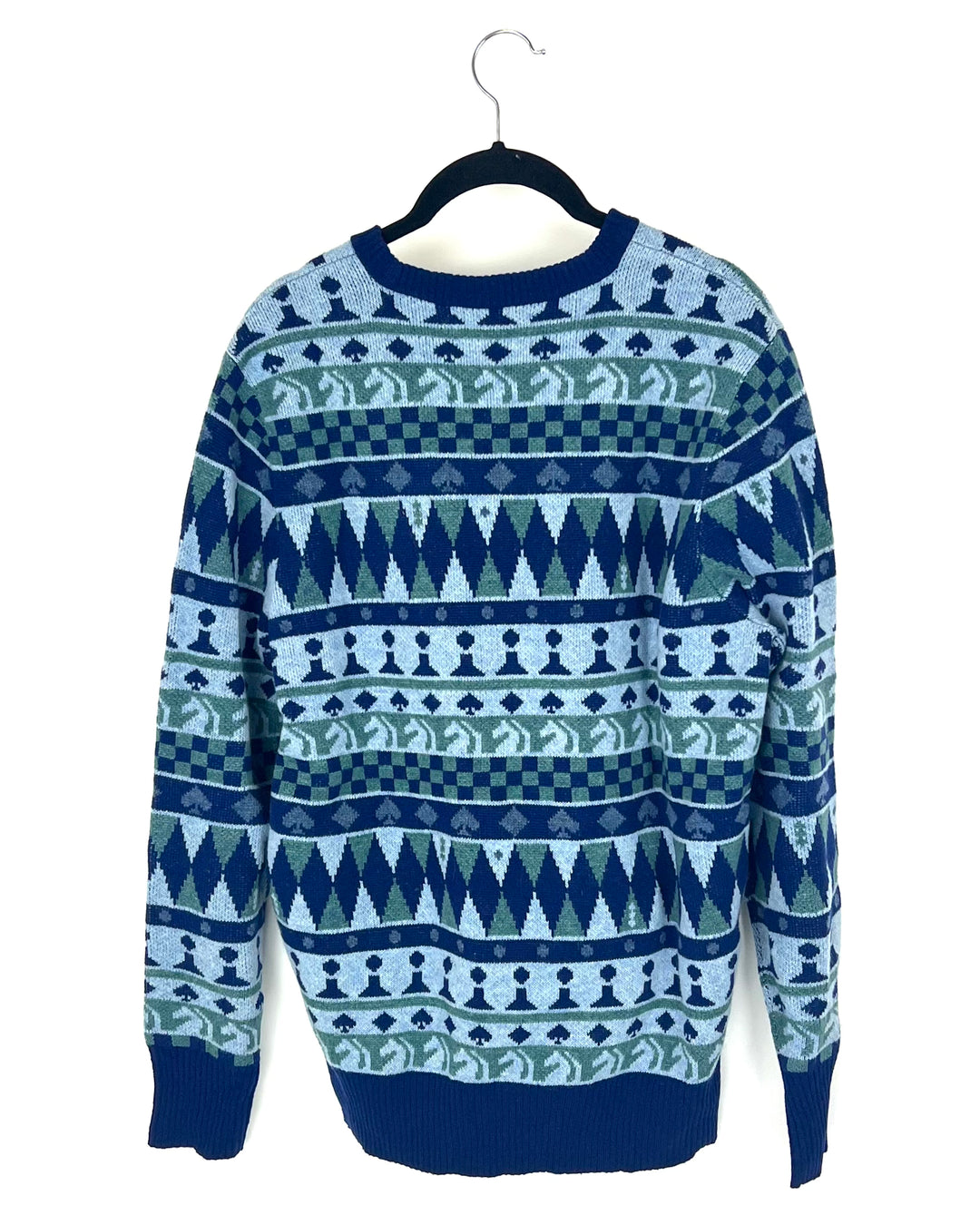 Chess Blue and Green Sweater - Unisex- Mens Medium / Womens Large