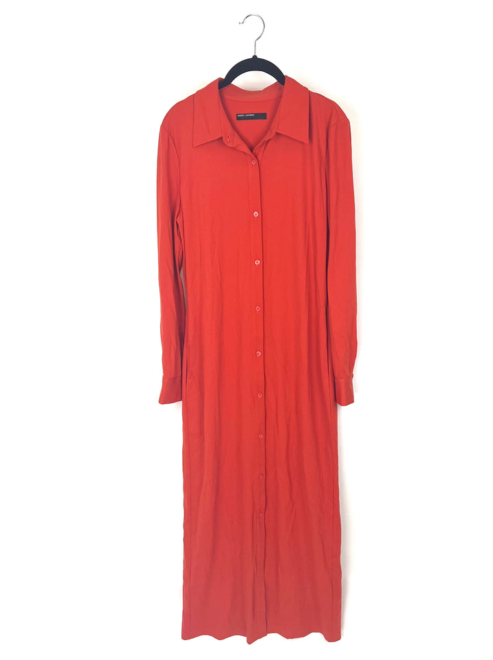 Burnt Orange Long Sleeve Maxi Dress - Medium