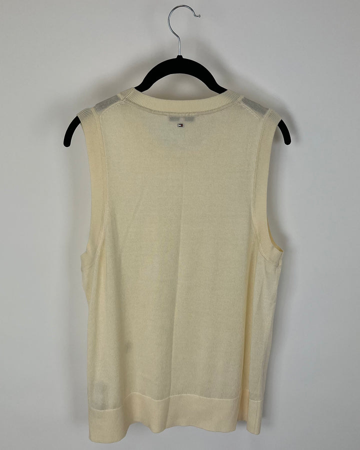 Tommy Hilfiger Cream Crew Neck Sweater Vest - Size 1X