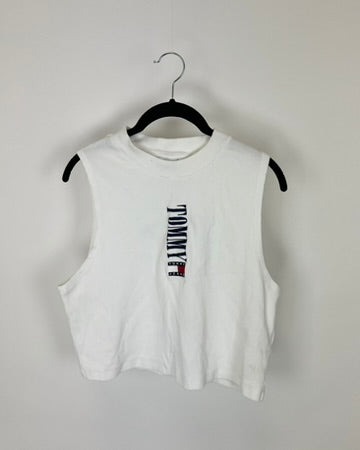 Tommy Jeans High-Neck White Embroidered Tank - 2XL