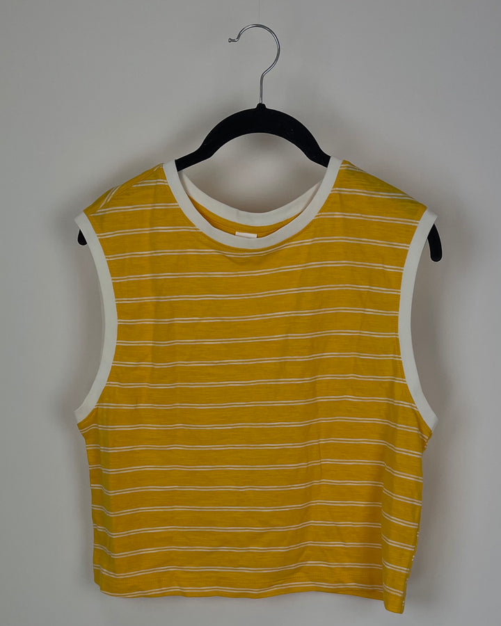 Yellow and White Striped Tank - Medium