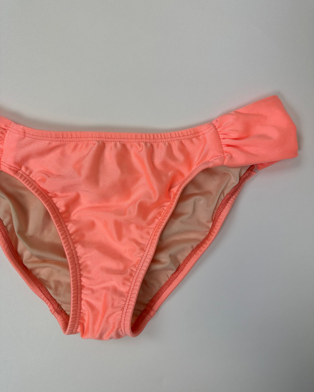 Neon Orange Swim Bottom With Ruched Sides - Small