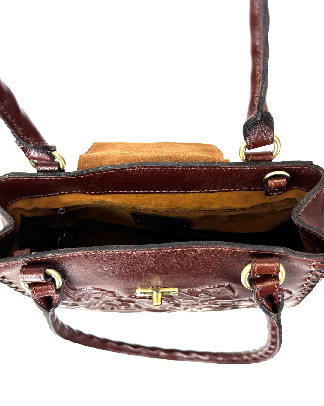 Dark Maroon Embossed Leather Shoulder Bag