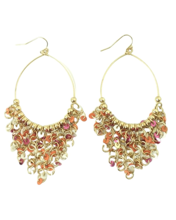 Gold Dangling Earrings with Sequins