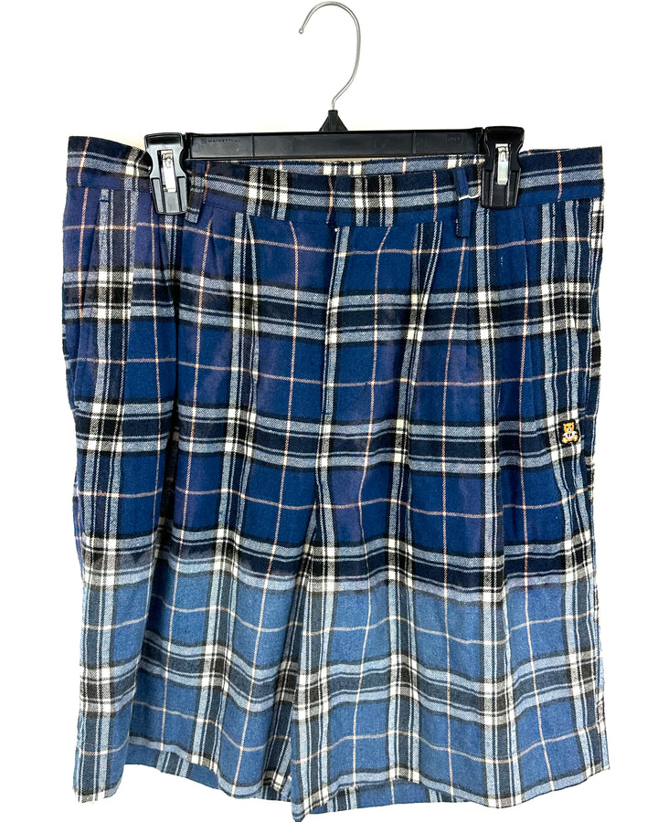 MENS Teddy Fresh Blue Plaid Shorts - Size 32