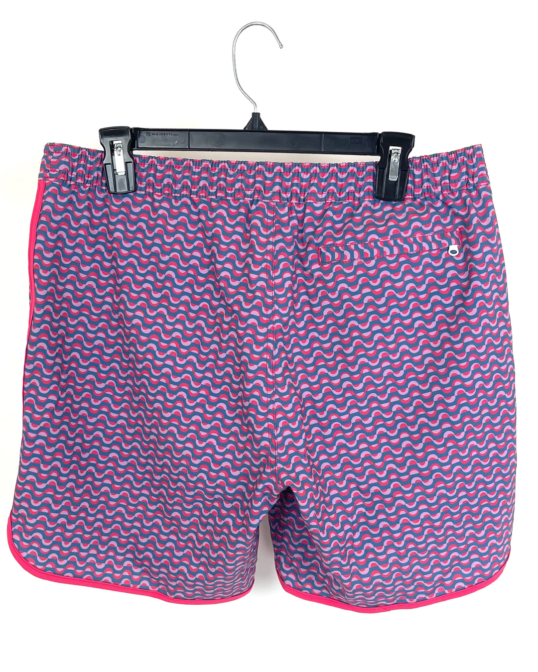 MENS Pink and Blue Patterned Swim Shorts - Medium