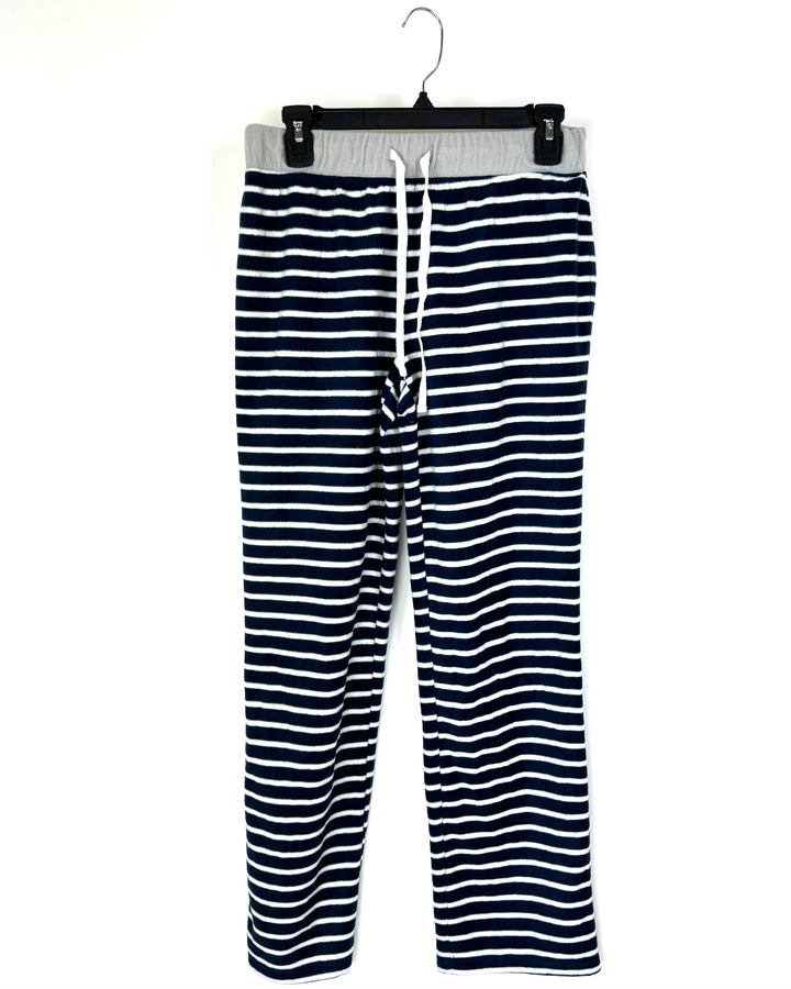 Blue And White Striped Fleece Lounge Pants - Size 4/6