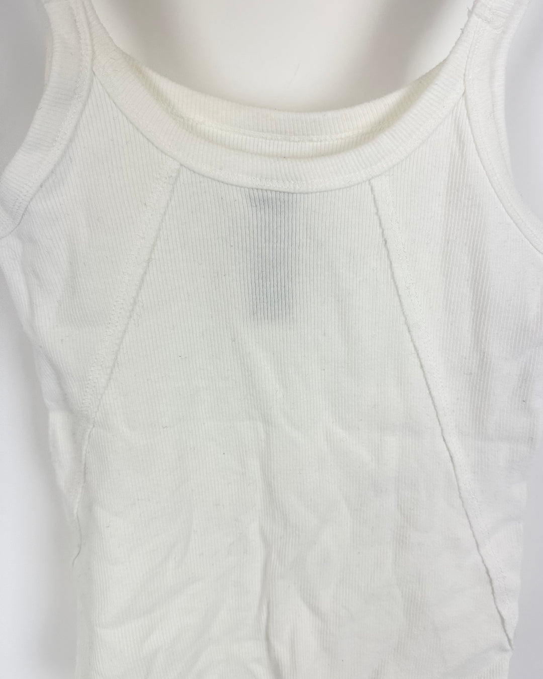 Kasics White Ribbed Tank Top - Extra Small