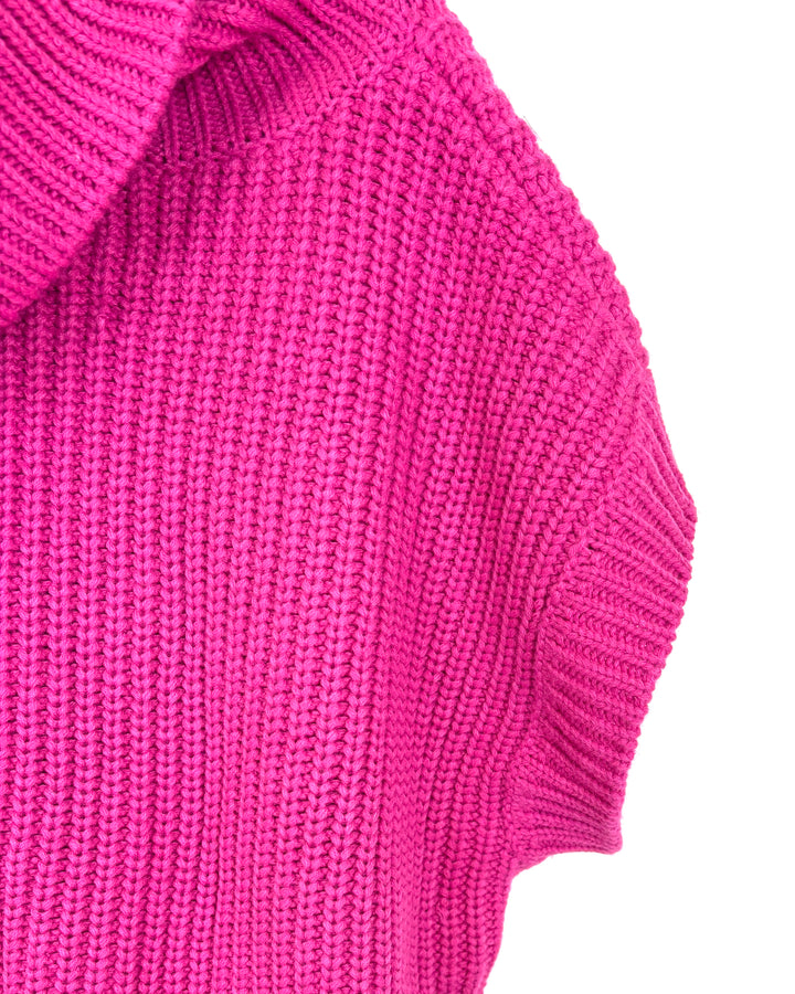 Hot Pink Sleeveless Turtleneck Sweater - Size 6/8