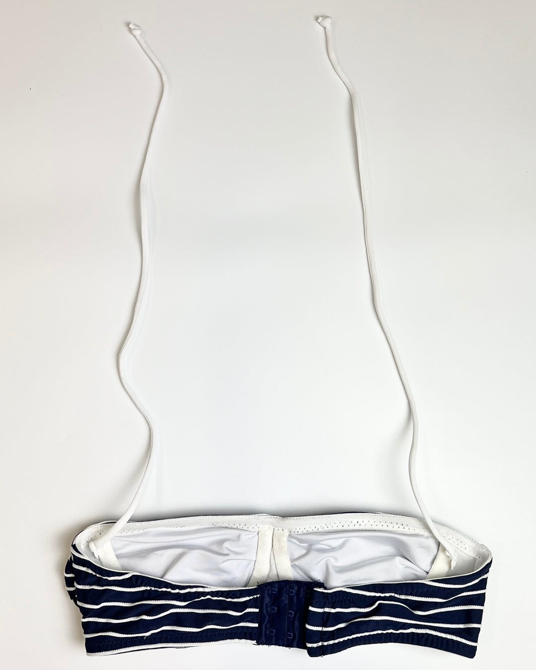 Navy Blue and White Striped Swim Top - Small