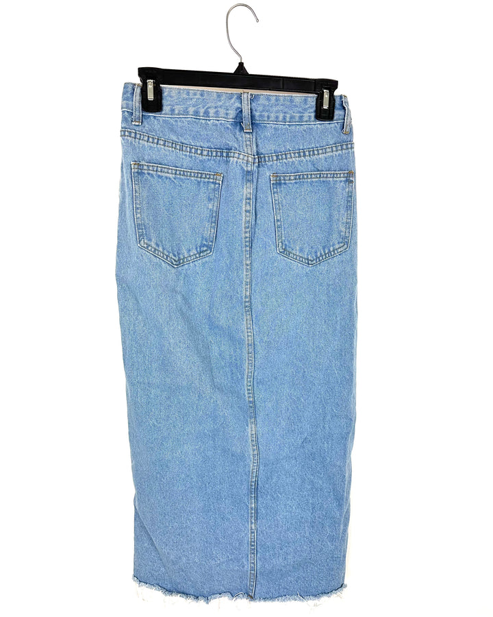 Shein Criss Cross Waist Long Denim Skirt - Size 4