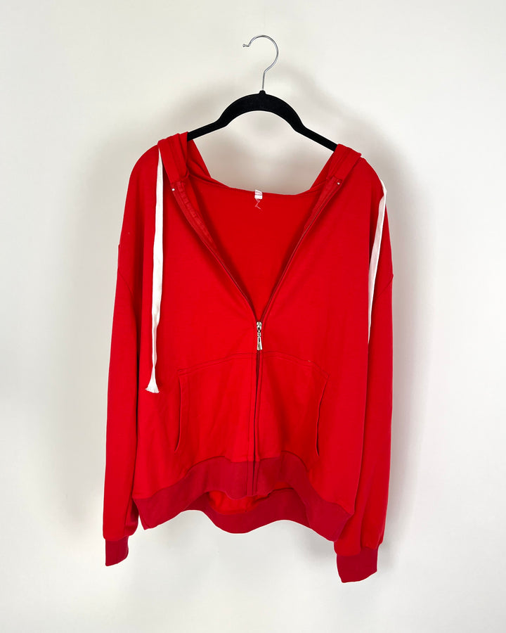 Red Zip-Up Hoodie - Size 2XL