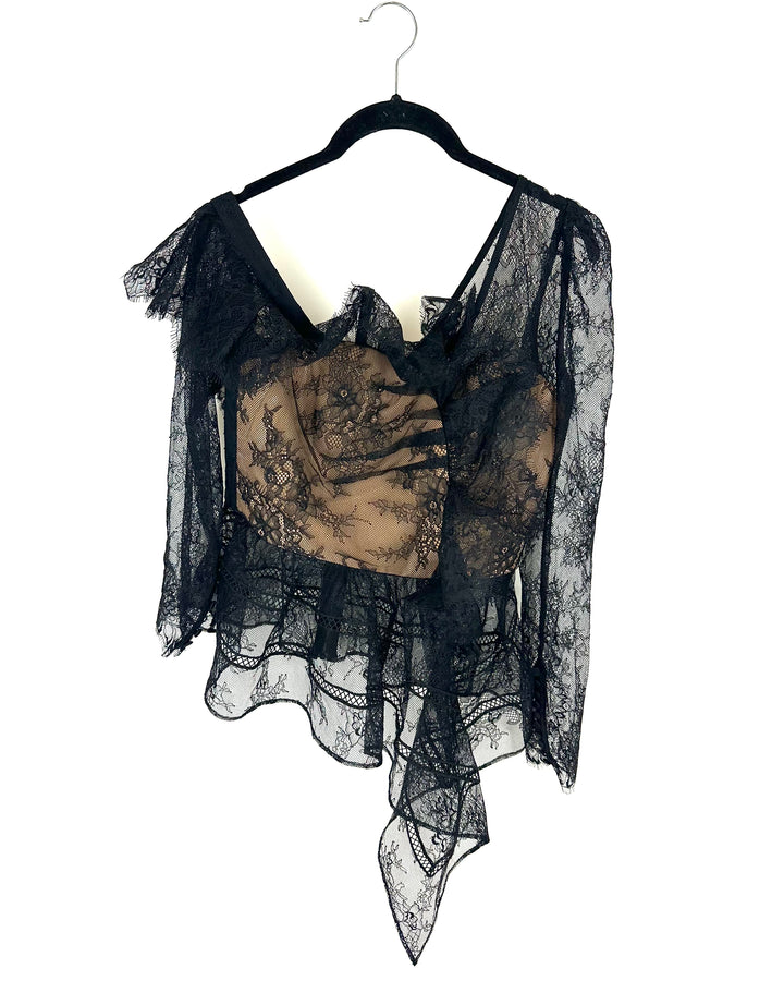 Self Portrait Black Lace Top - Size 4