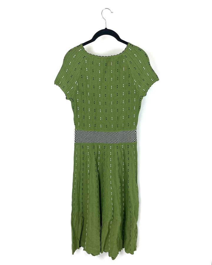 Olive Green Midi Knit Dress - Size 4/6