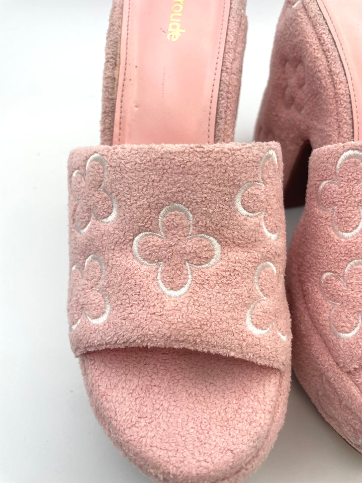 Light Pink Floral Platform Wedge - Size 9