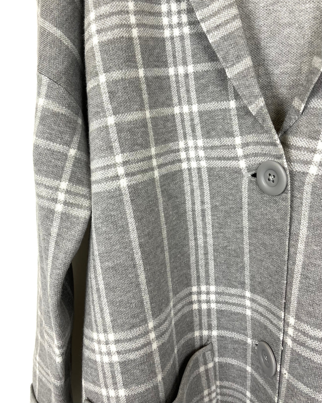 Grey And White Plaid Knit Jacket -Medium