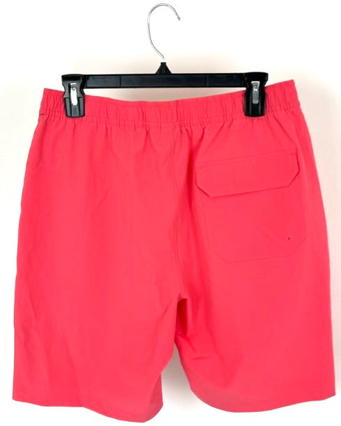 MENS Coral Pink Swim Shorts With Purple Coral Design - Small