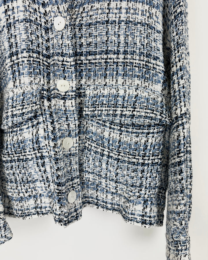 Zara Blue Tweed Jacket - Small