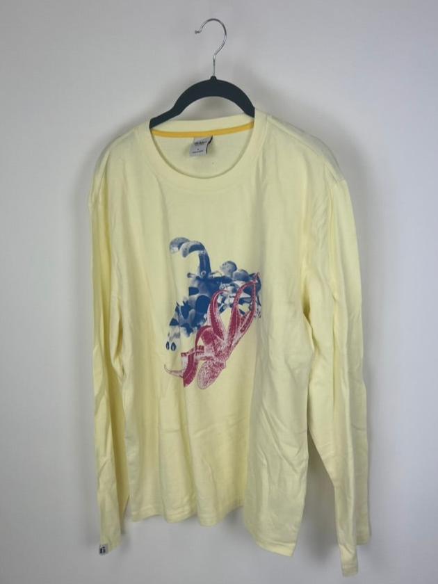 MENS Pastel Yellow Squid Graphic Long Sleeve - Medium