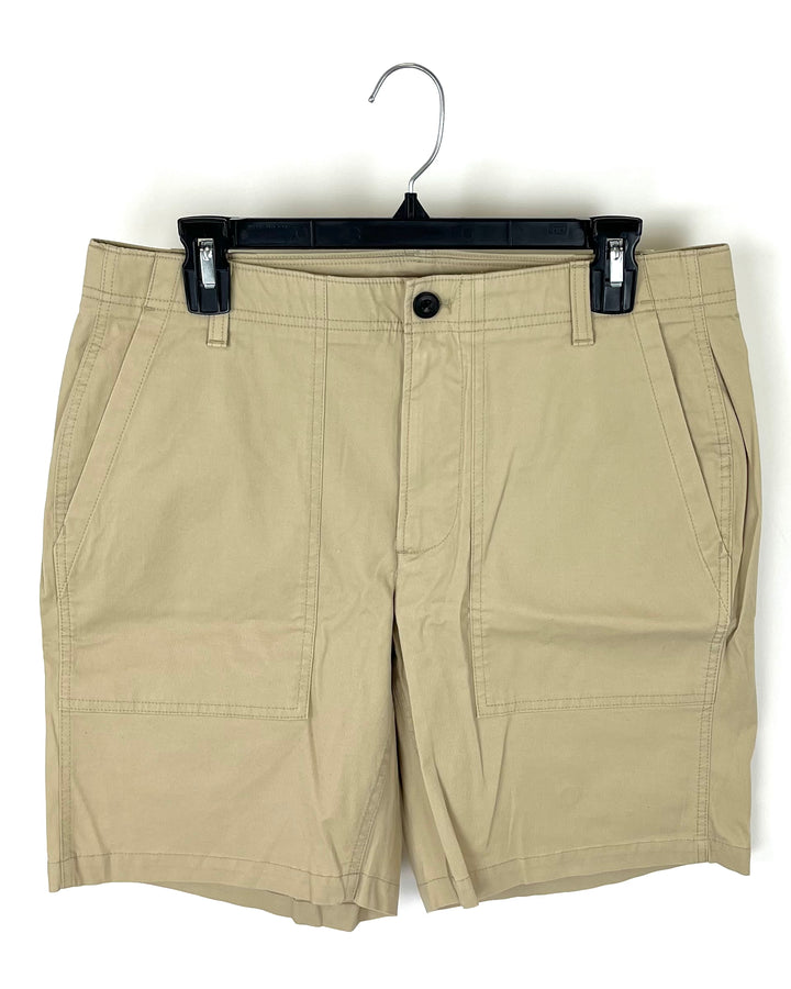 MENS Light Khaki Shorts - 32 Waist - 5" and 7" Inseam